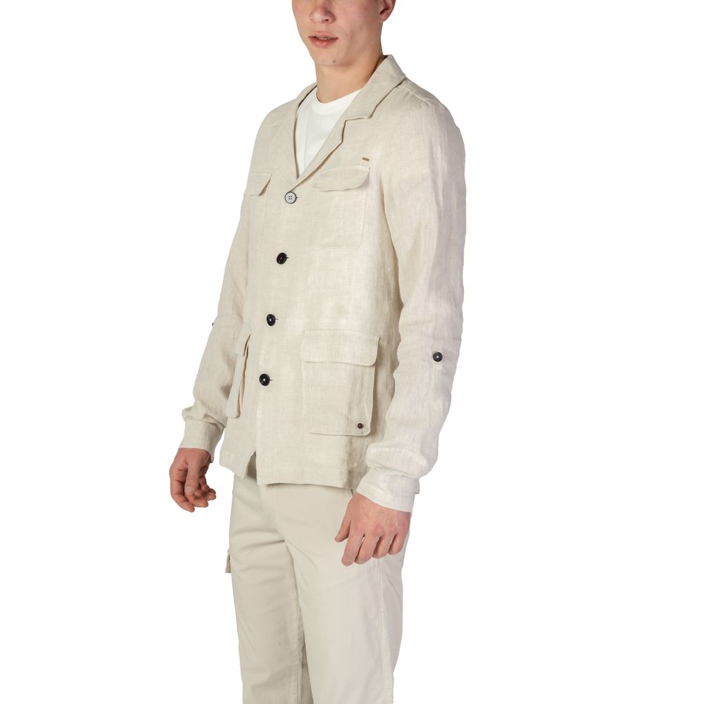 In My Hood Beige Linen Blazer | Regal Royce