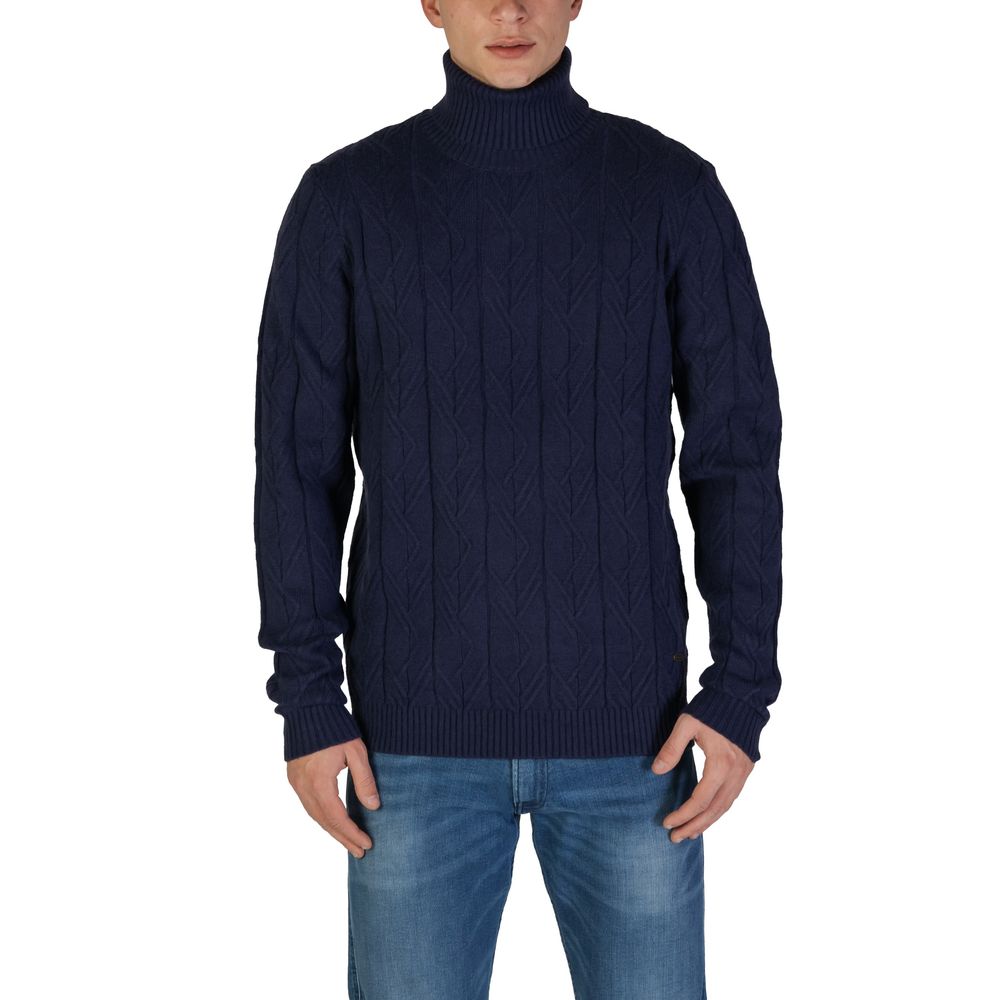 In My Hood Blue Polyester Turtleneck | Regal Royce