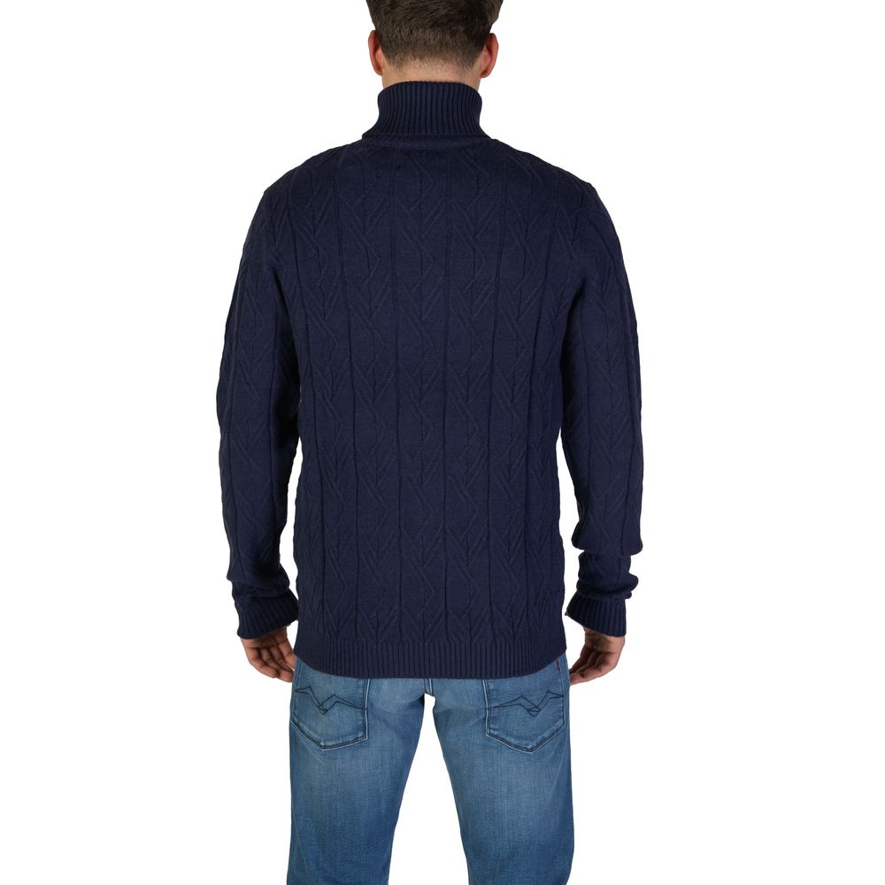 In My Hood Blue Polyester Turtleneck | Regal Royce