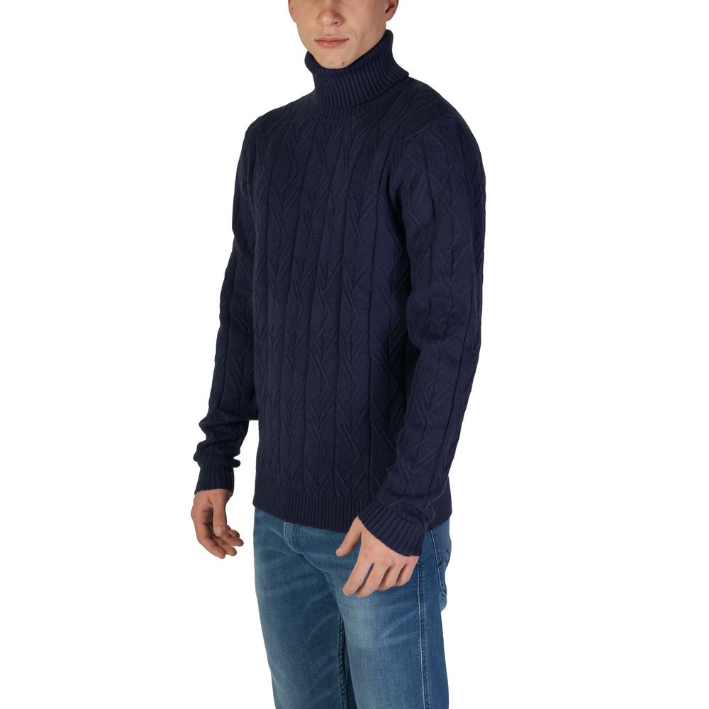 In My Hood Blue Polyester Turtleneck | Regal Royce