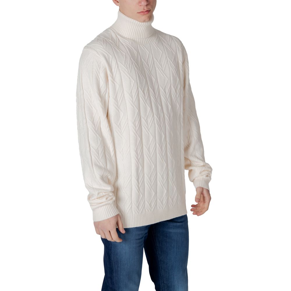 In My Hood Cream Polyester Turtleneck | Regal Royce