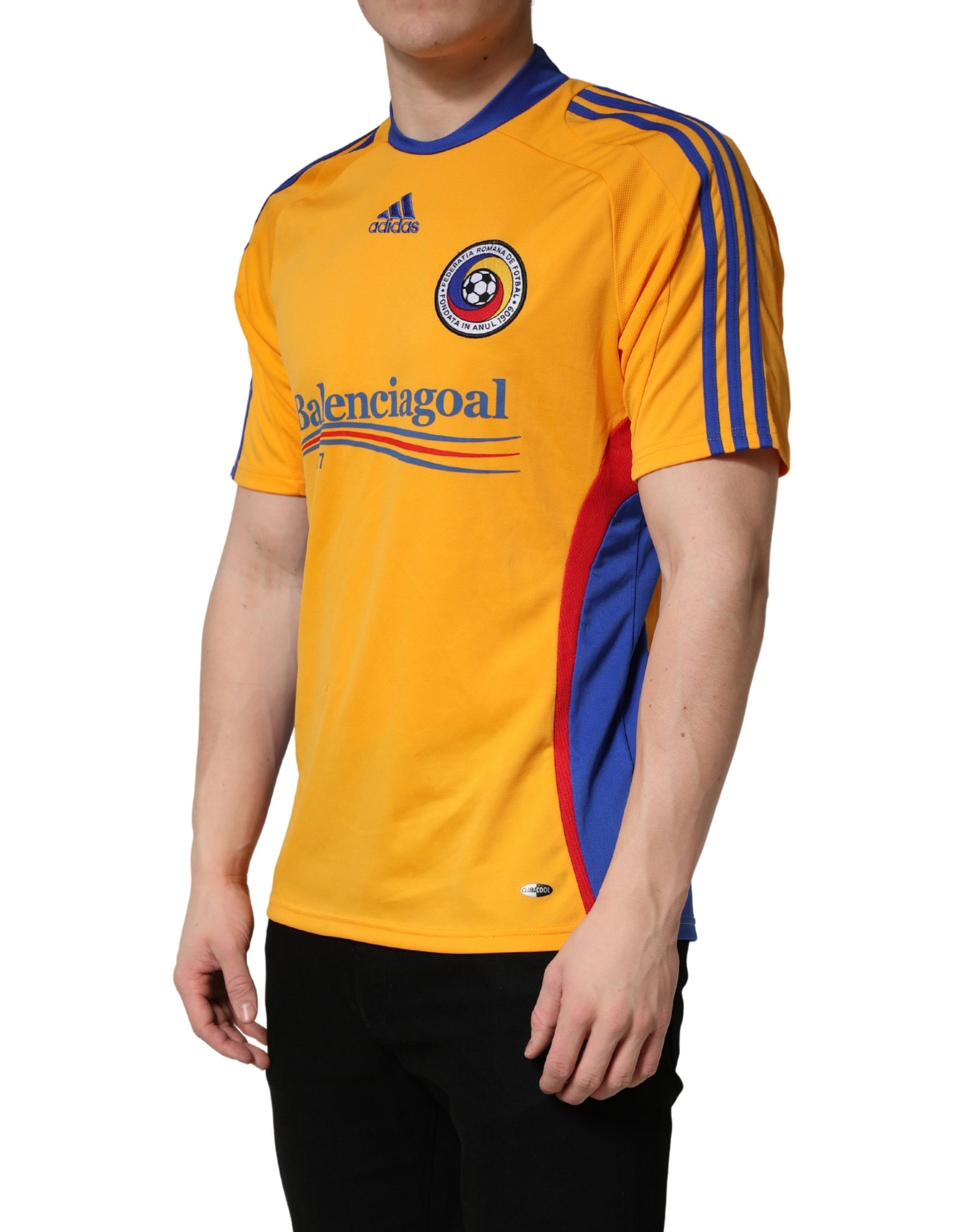Adidas Yellow Polyester Balenciagoal CrewNeck Jersey T-shirt | Regal Royce