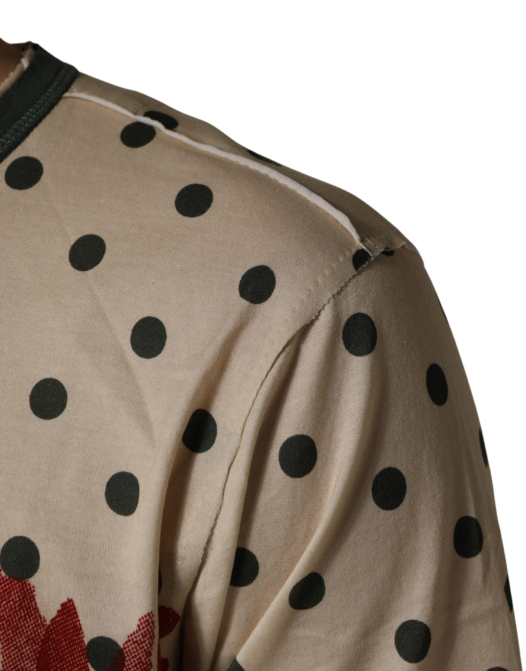 Dolce & Gabbana Beige Cotton Polka Dot Graphic Tee T-shirt | Regal Royce