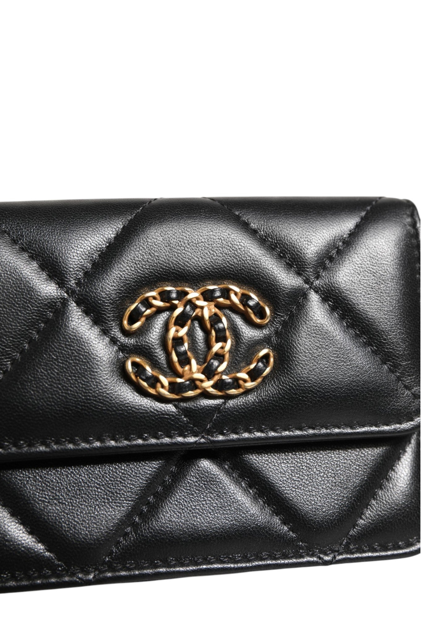 Chanel 19 Flap Coin Purse Quilted Leather Black Crossbody | Regal Royce