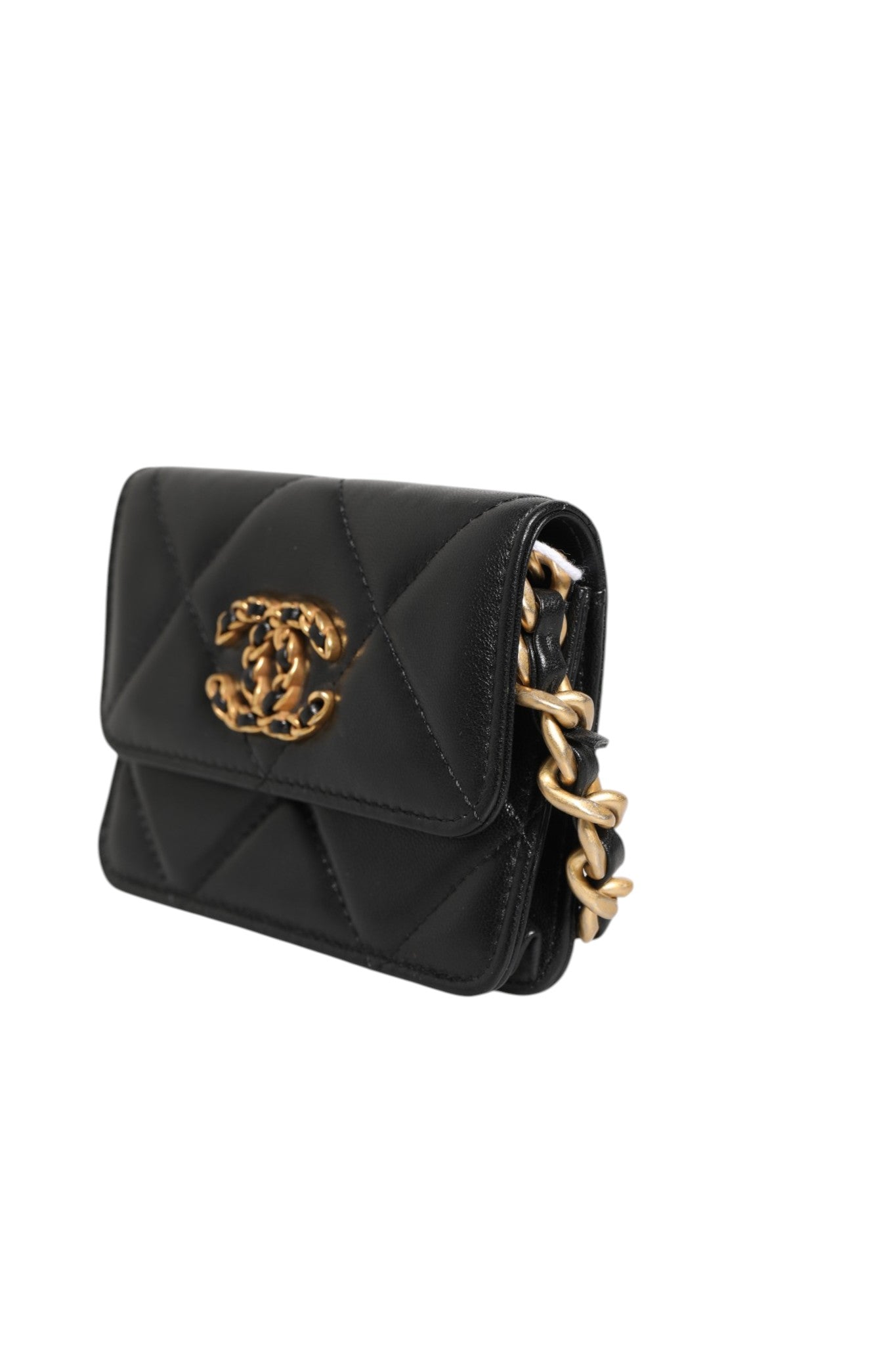 Chanel 19 Flap Coin Purse Quilted Leather Black Crossbody | Regal Royce