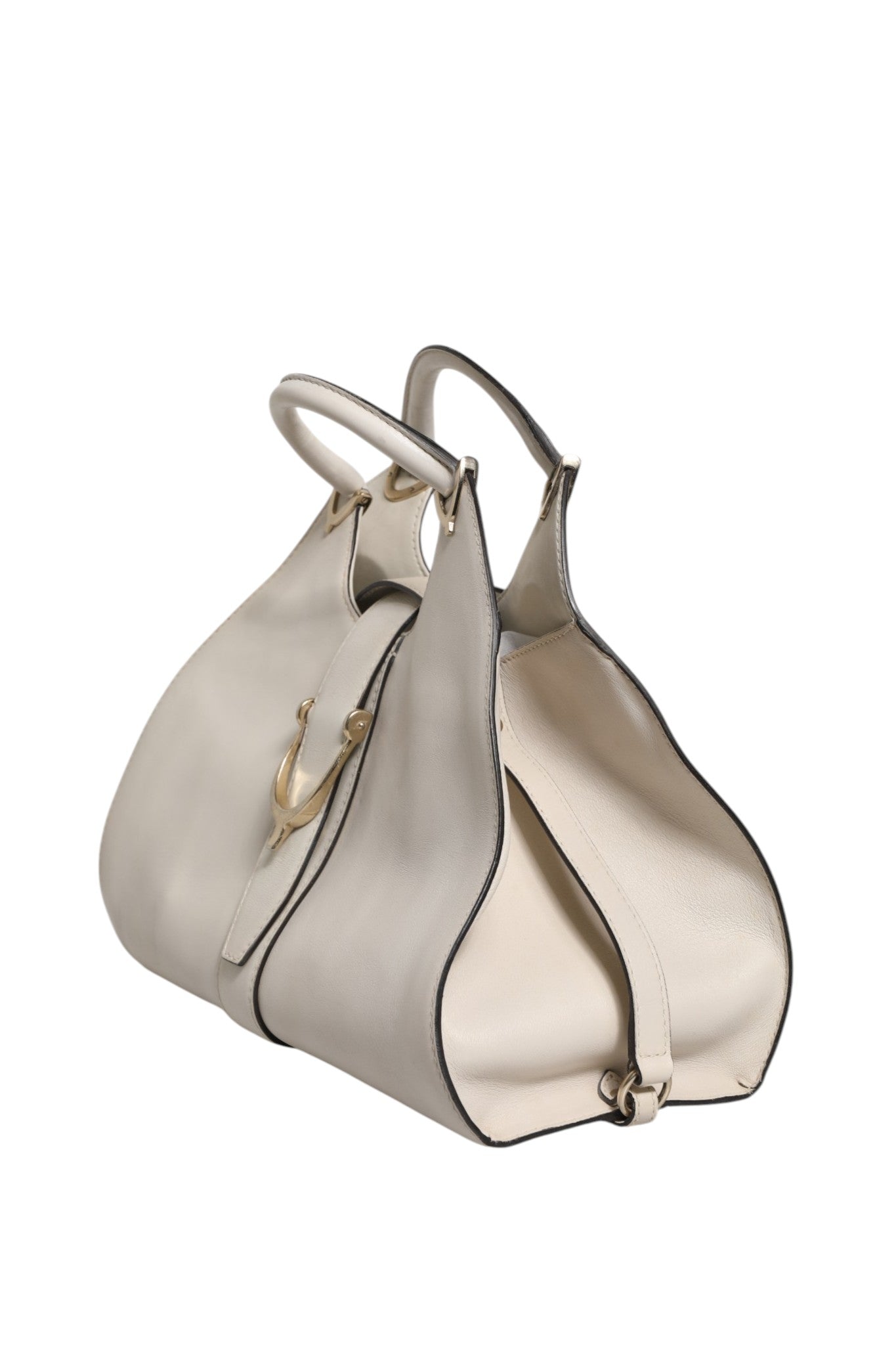 Gucci White Leather Stirrup Top Handle Bag | Regal Royce