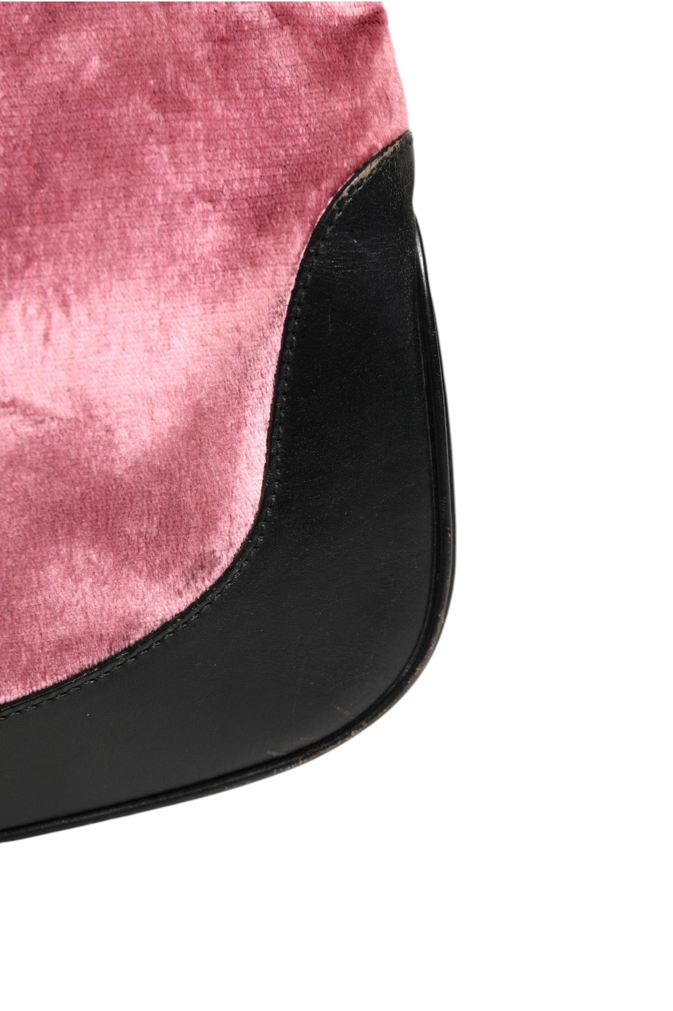 Gucci Jackie Pink Velvet And Black Leather Shoulder Bag | Regal Royce