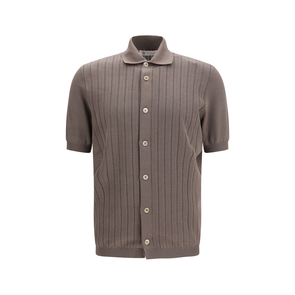Brunello Cucinelli Brown Cotton Shortsleeve Shirt | Regal Royce