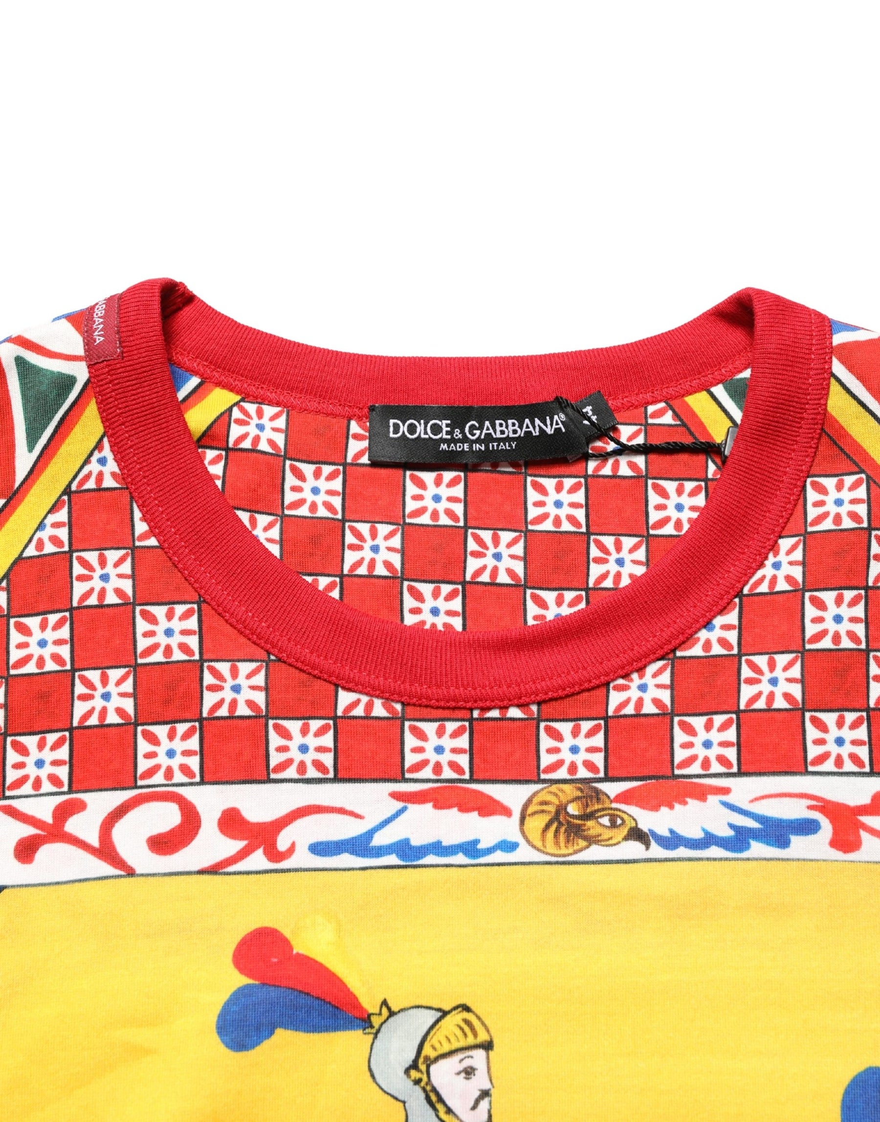 Dolce & Gabbana Multicolor Carretto Print Crew Neck T-shirt | Regal Royce