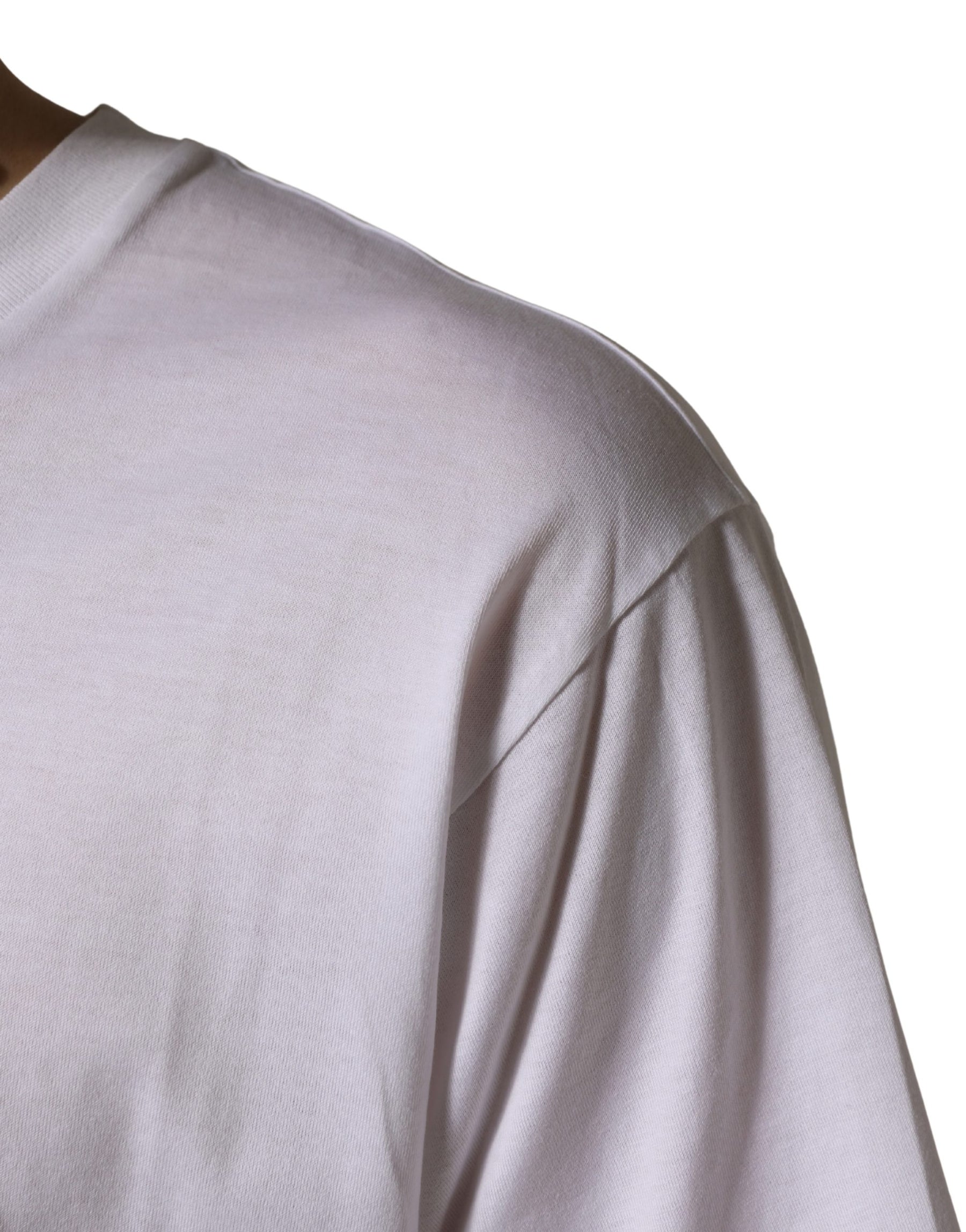 Dolce & Gabbana White Oversized Cotton Men Crew Neck T-shirt | Regal Royce