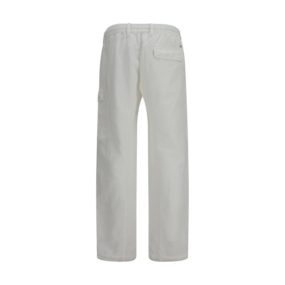 C.P. Company White Cotton Cargo Pants | Regal Royce