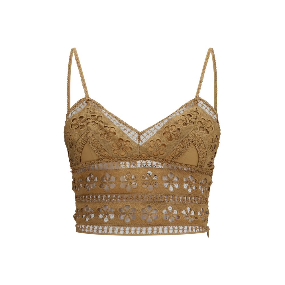 Charo Ruiz Brown Cotton Sleeveles T-Shirt | Regal Royce