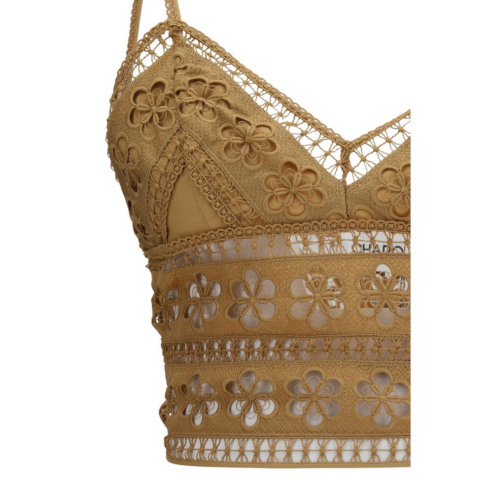 Charo Ruiz Brown Cotton Sleeveles T-Shirt | Regal Royce