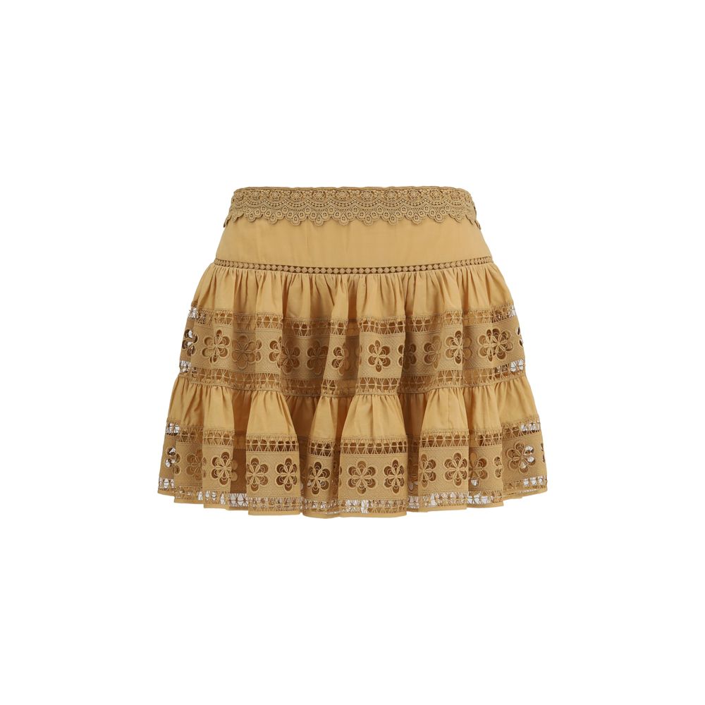 Charo Ruiz Brown Cotton Mini Skirt | Regal Royce