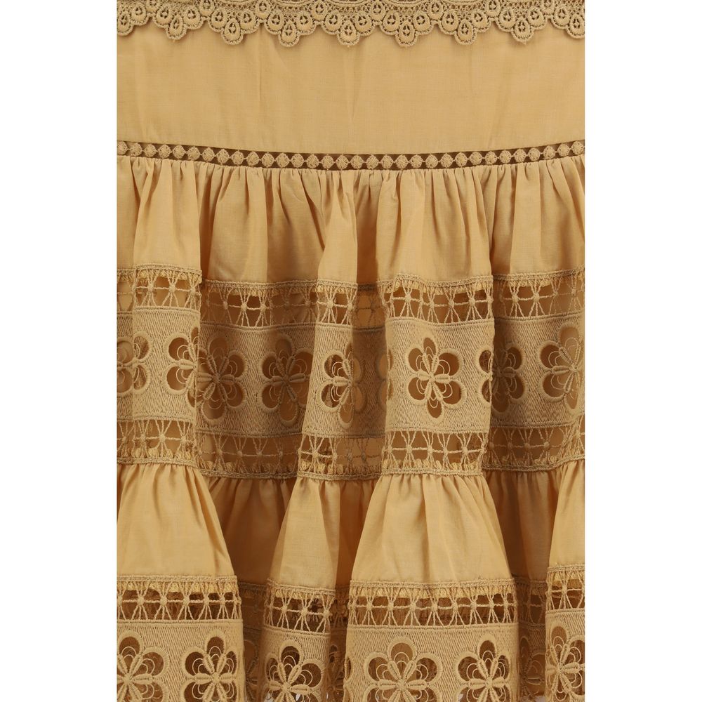 Charo Ruiz Brown Cotton Mini Skirt | Regal Royce