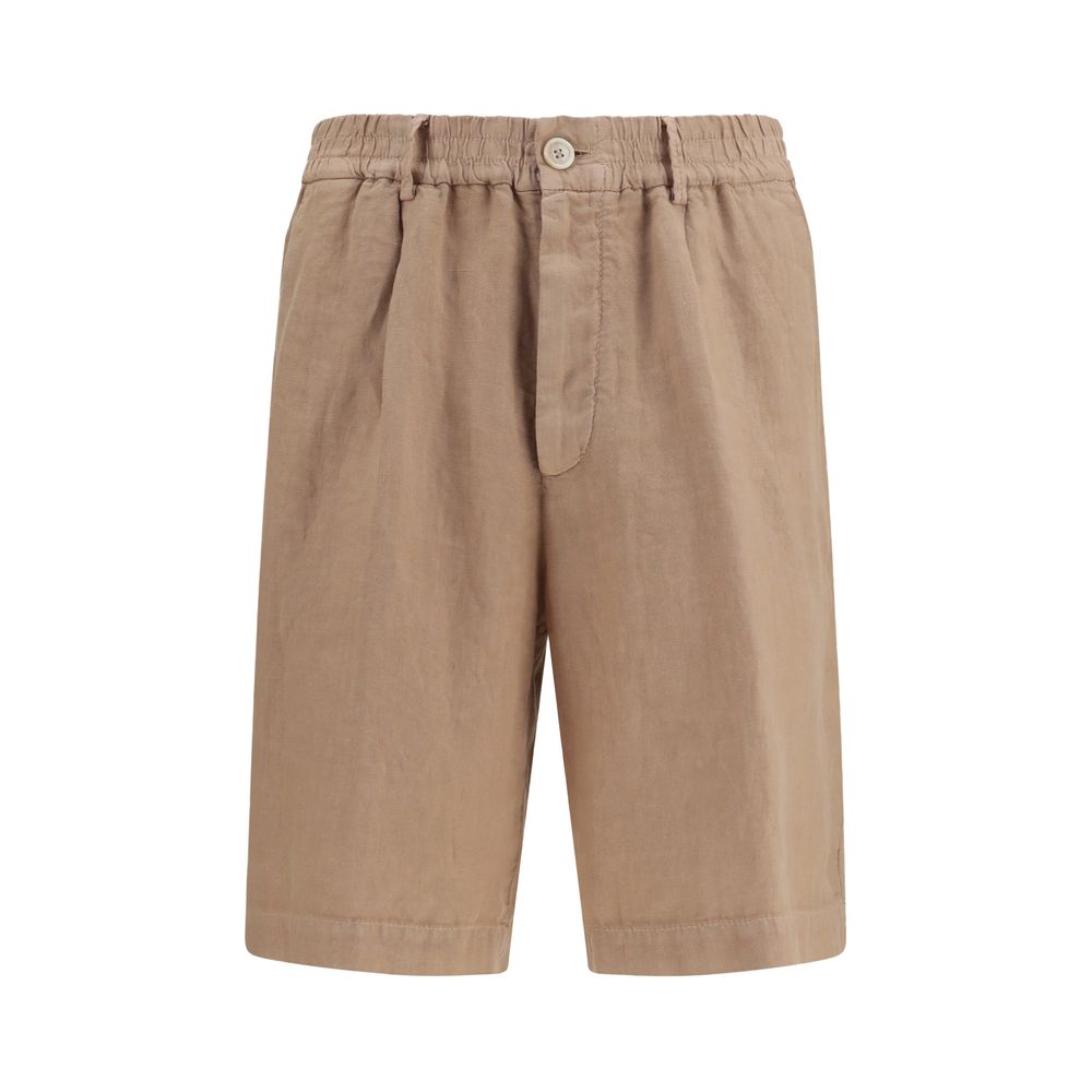 Brunello Cucinelli Brown Linen Bermuda Shorts | Regal Royce