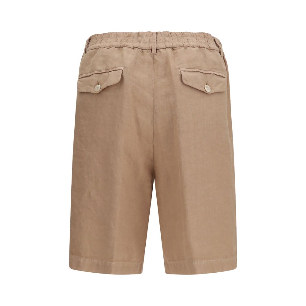 Brunello Cucinelli Brown Linen Bermuda Shorts | Regal Royce