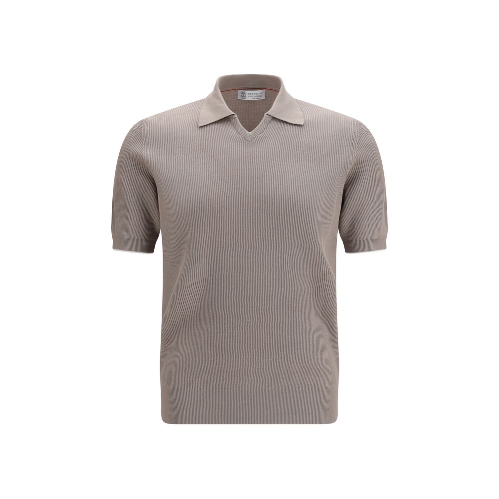 Brunello Cucinelli Gray Cotton Polo Shirt | Regal Royce