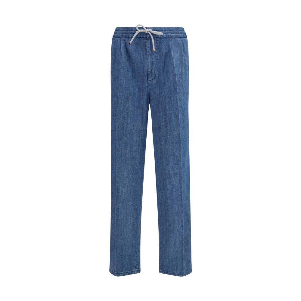Brunello Cucinelli Blue Cotton Casual Pants | Regal Royce