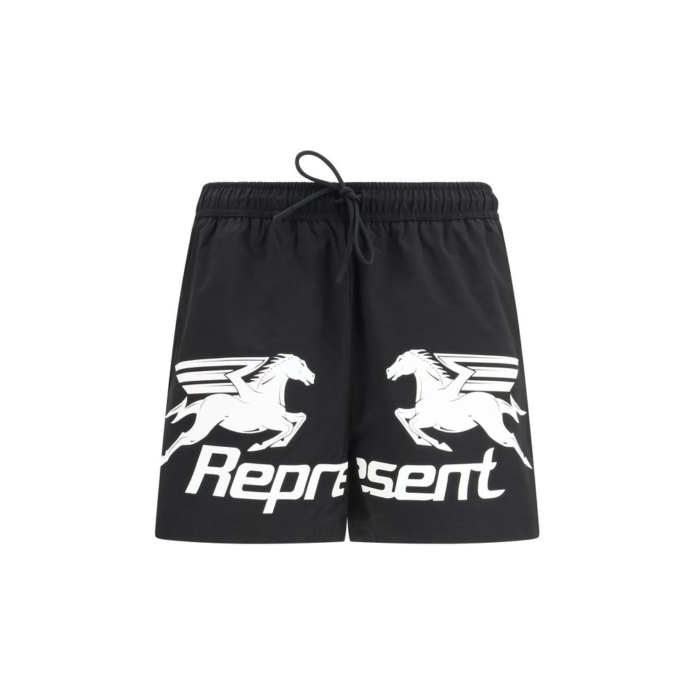 Represent Black Polyester Shorts | Regal Royce