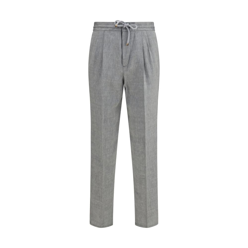 Brunello Cucinelli Gray Linen Casual Pants | Regal Royce