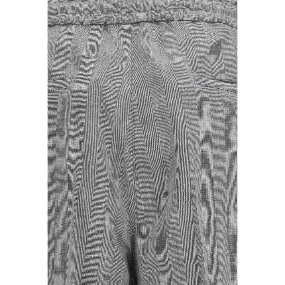 Brunello Cucinelli Gray Linen Casual Pants | Regal Royce