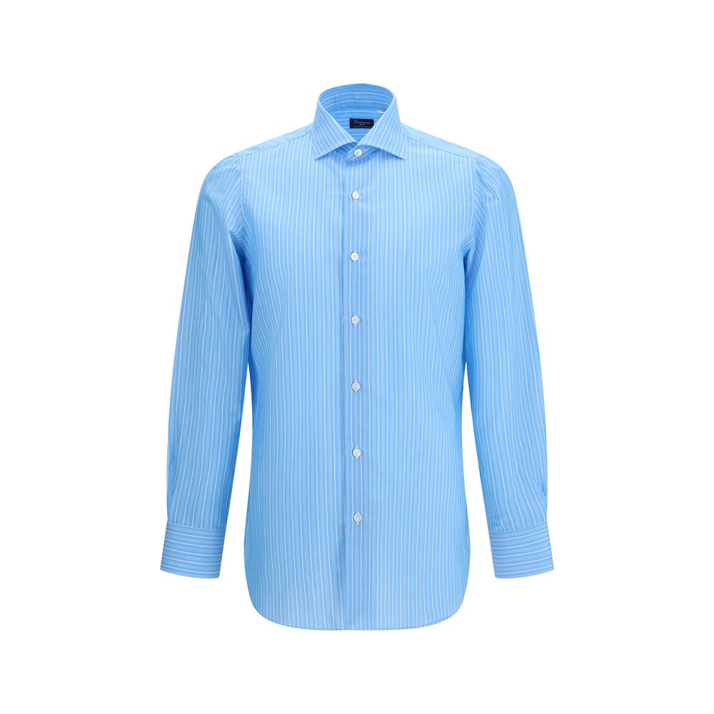 Finamore Blue Cotton Pattern Shirt | Regal Royce