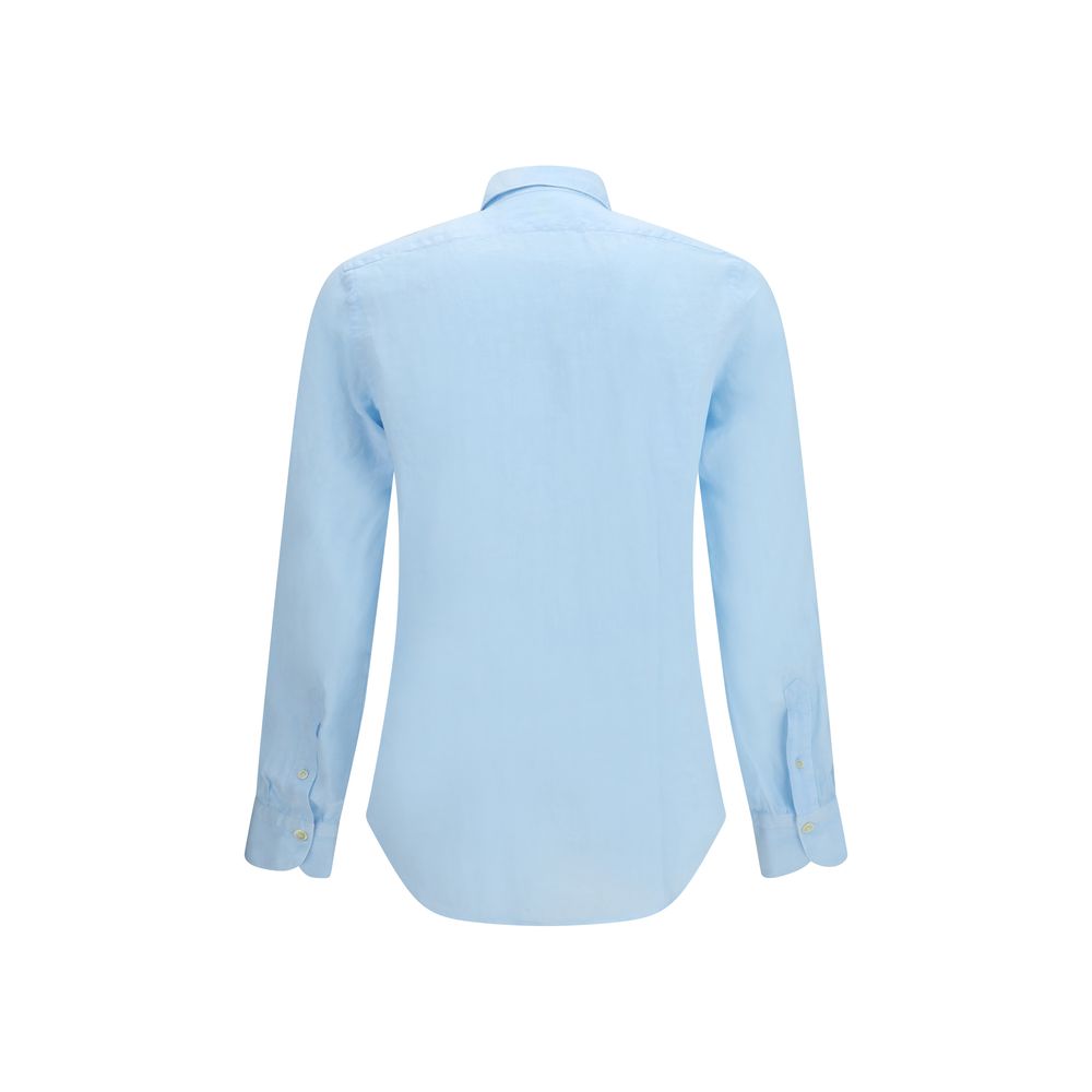Finamore Blue Linen Longsleeve Shirt | Regal Royce