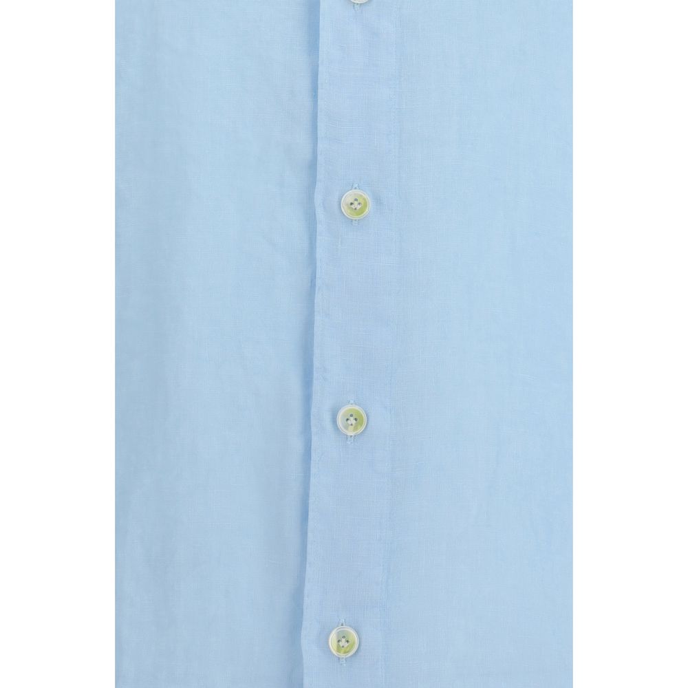 Finamore Blue Linen Longsleeve Shirt | Regal Royce