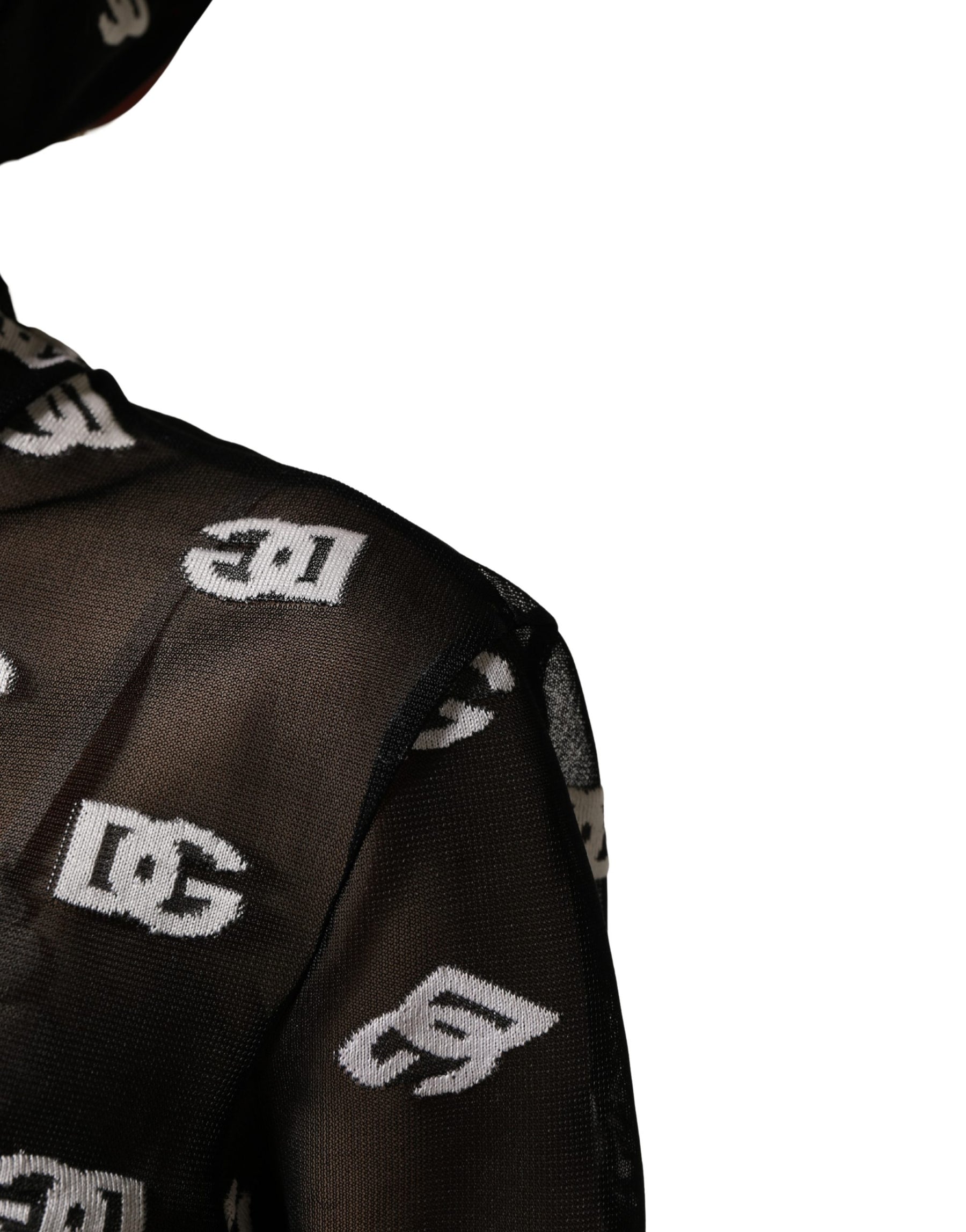 Dolce & Gabbana Black White Logo Print Hooded Jumpsuit Dress | Regal Royce