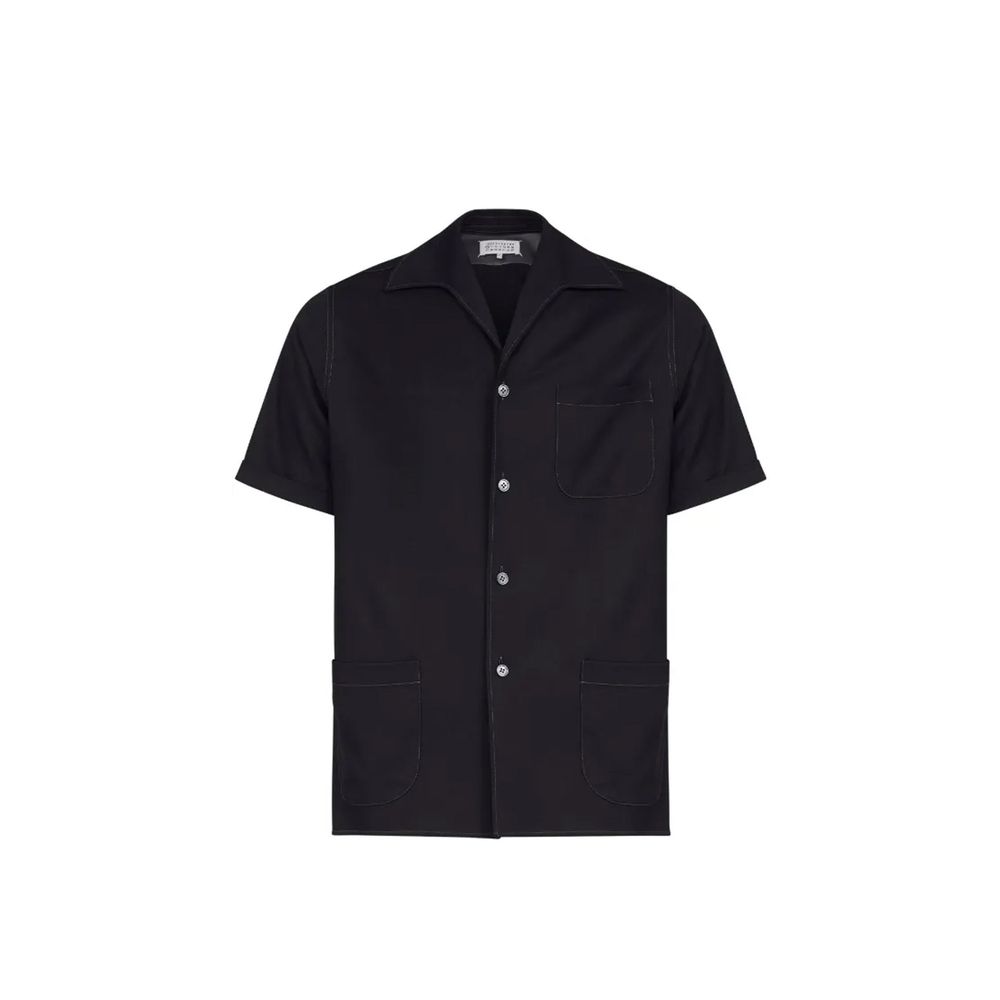 Maison Margiela Black Wool Shortsleeve Shirt | Regal Royce