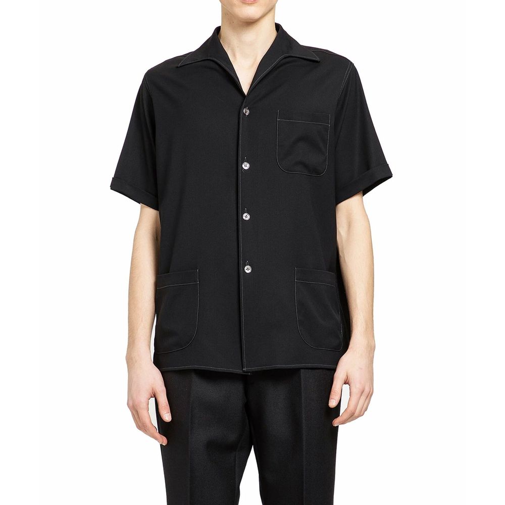 Maison Margiela Black Wool Shortsleeve Shirt | Regal Royce
