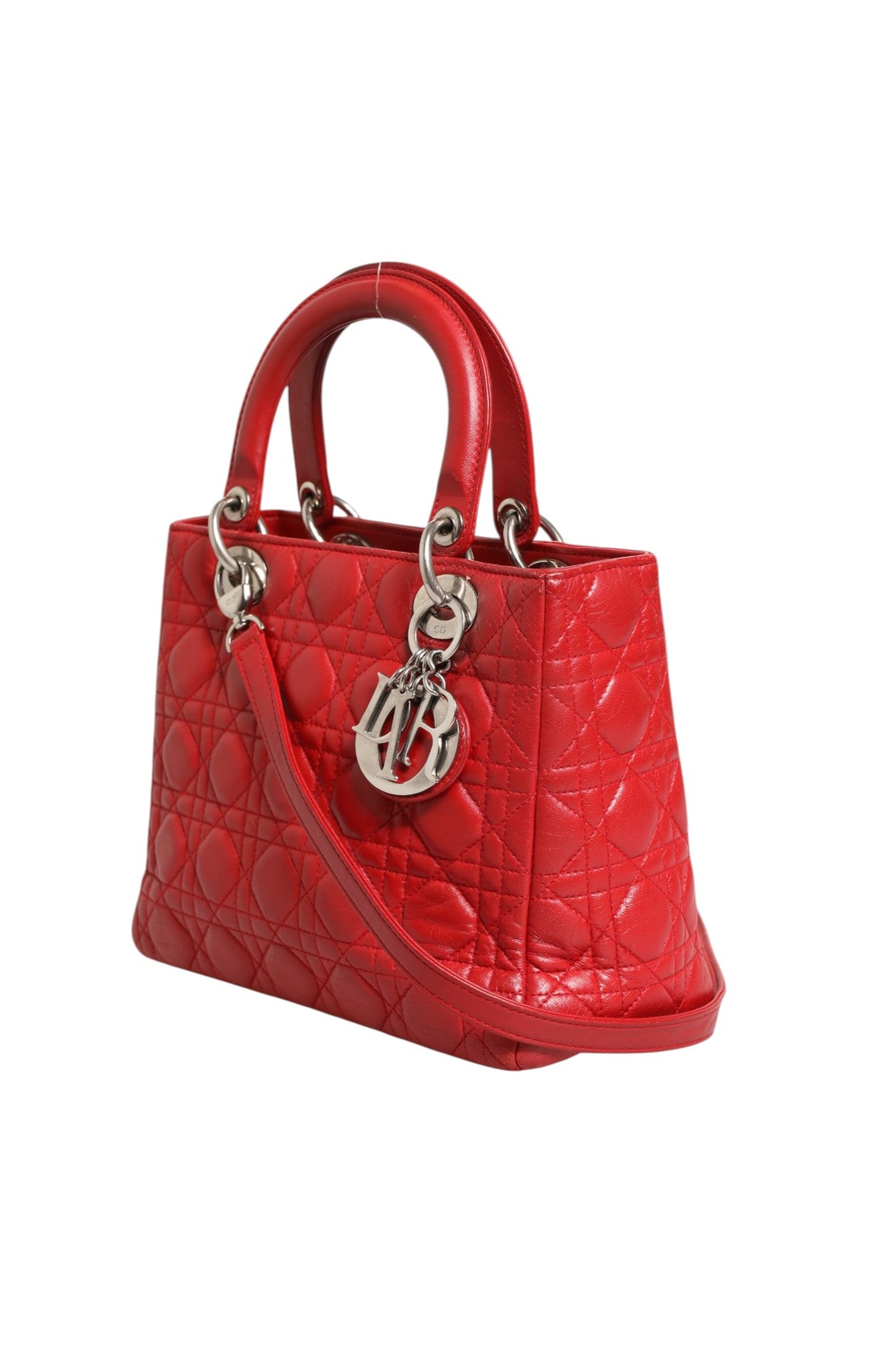 Christian Dior Red Cannage Lambskin Leather Lady Dior Bag | Regal Royce