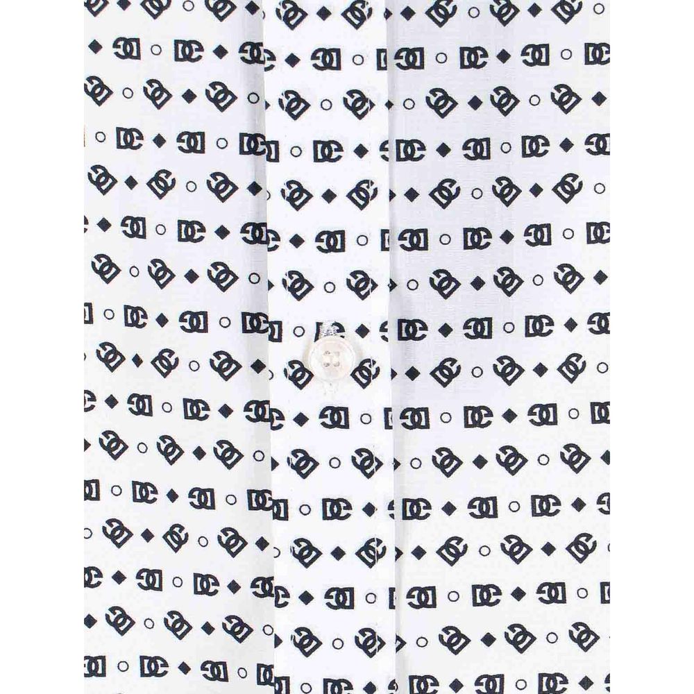 Dolce & Gabbana White Cotton Pattern Shirt | Regal Royce