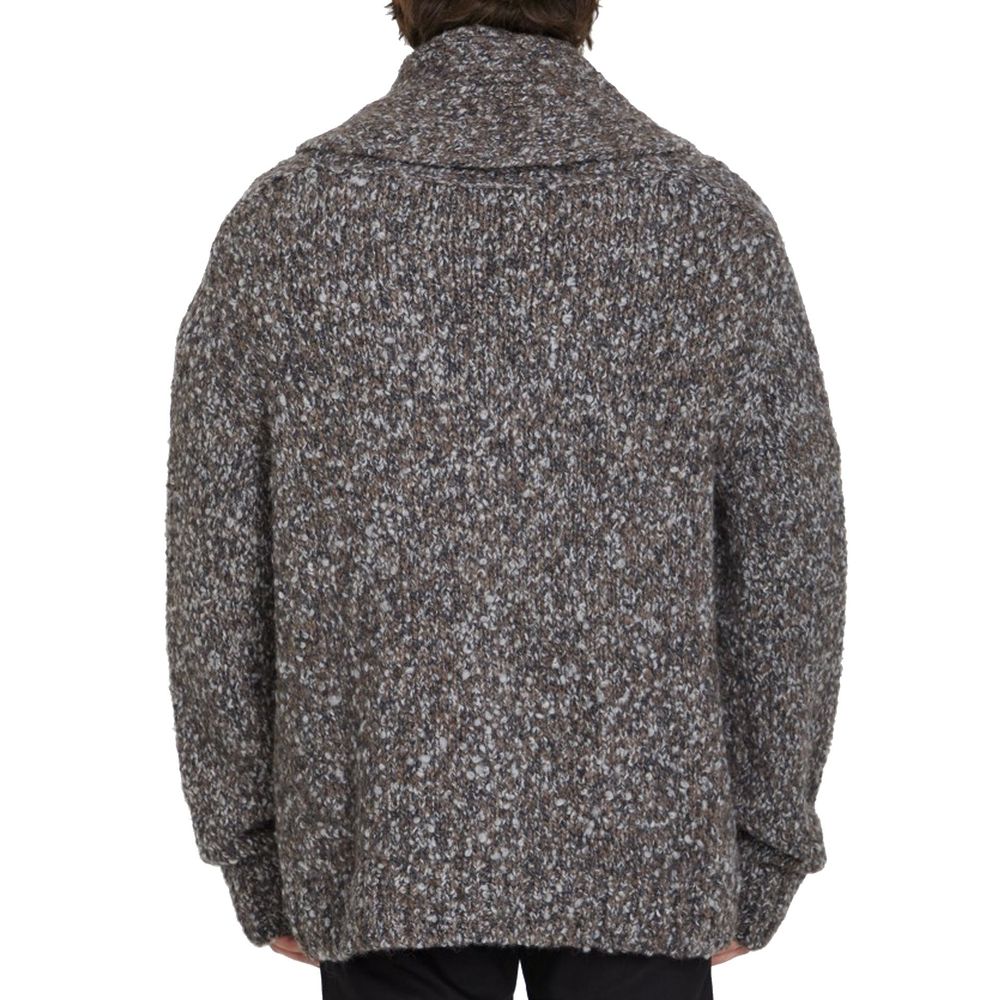 Bottega Veneta Gray Alpaca Leather Cardigan | Regal Royce