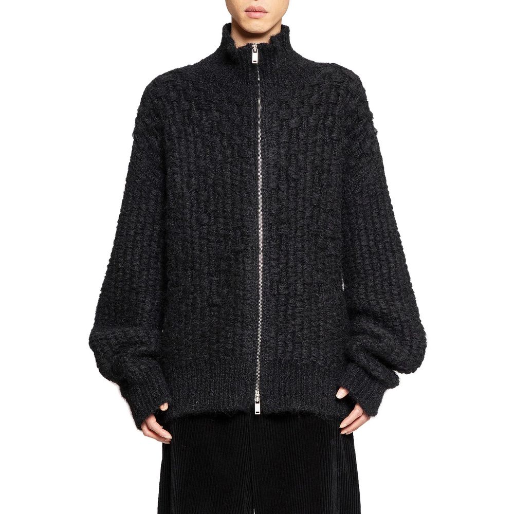 Jil Sander Black Alpaca Leather Cardigan | Regal Royce