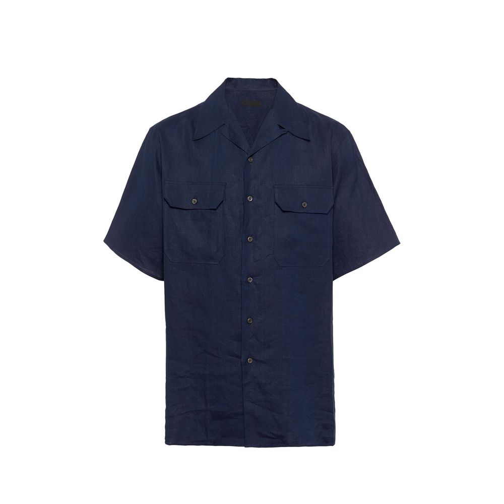 Prada Blue Linen Shortsleeve Shirt | Regal Royce