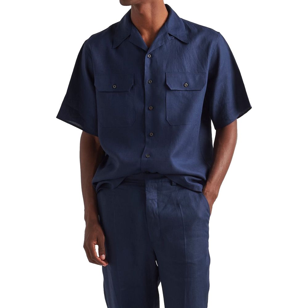 Prada Blue Linen Shortsleeve Shirt | Regal Royce