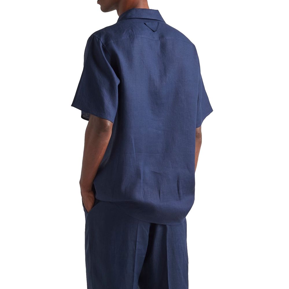 Prada Blue Linen Shortsleeve Shirt | Regal Royce