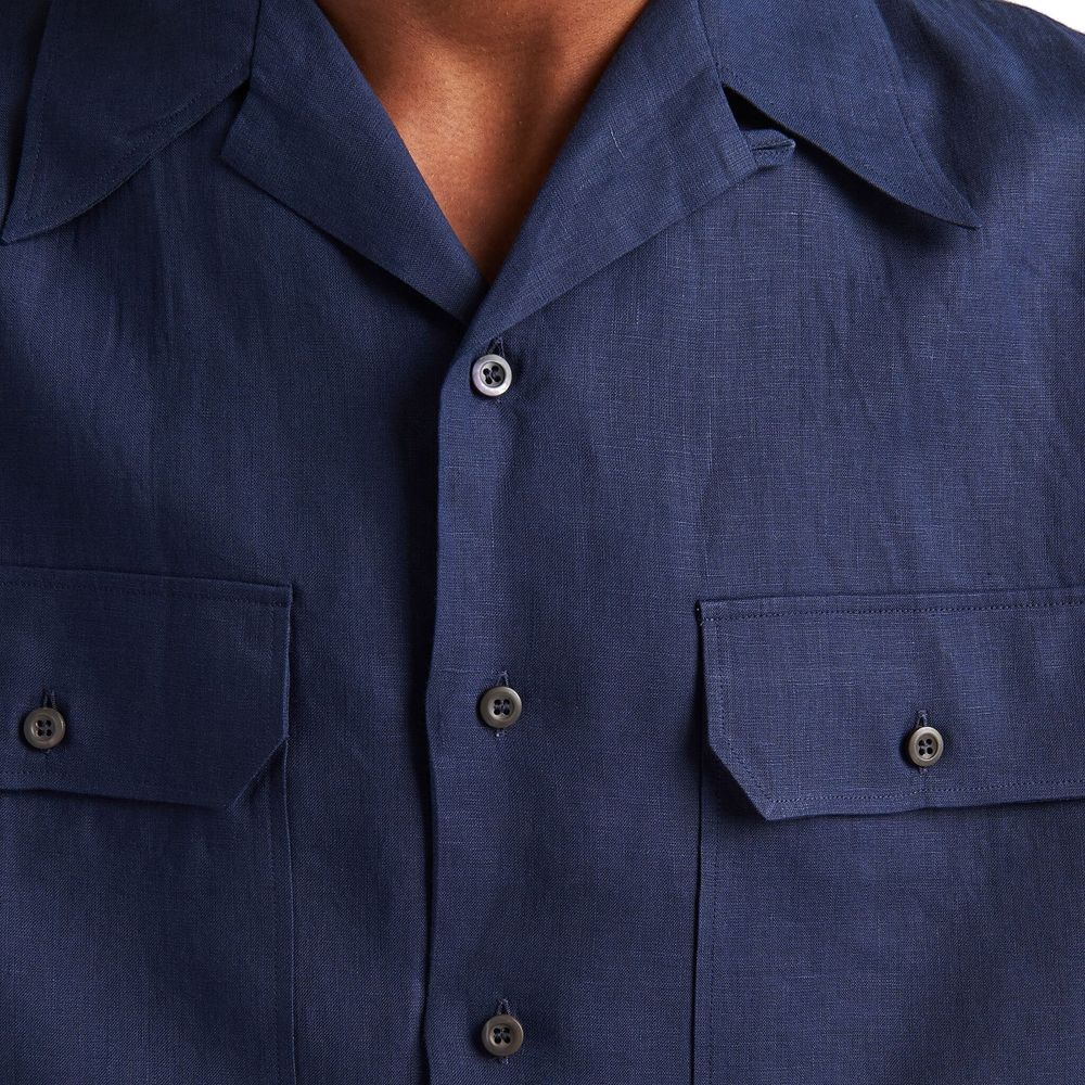 Prada Blue Linen Shortsleeve Shirt | Regal Royce