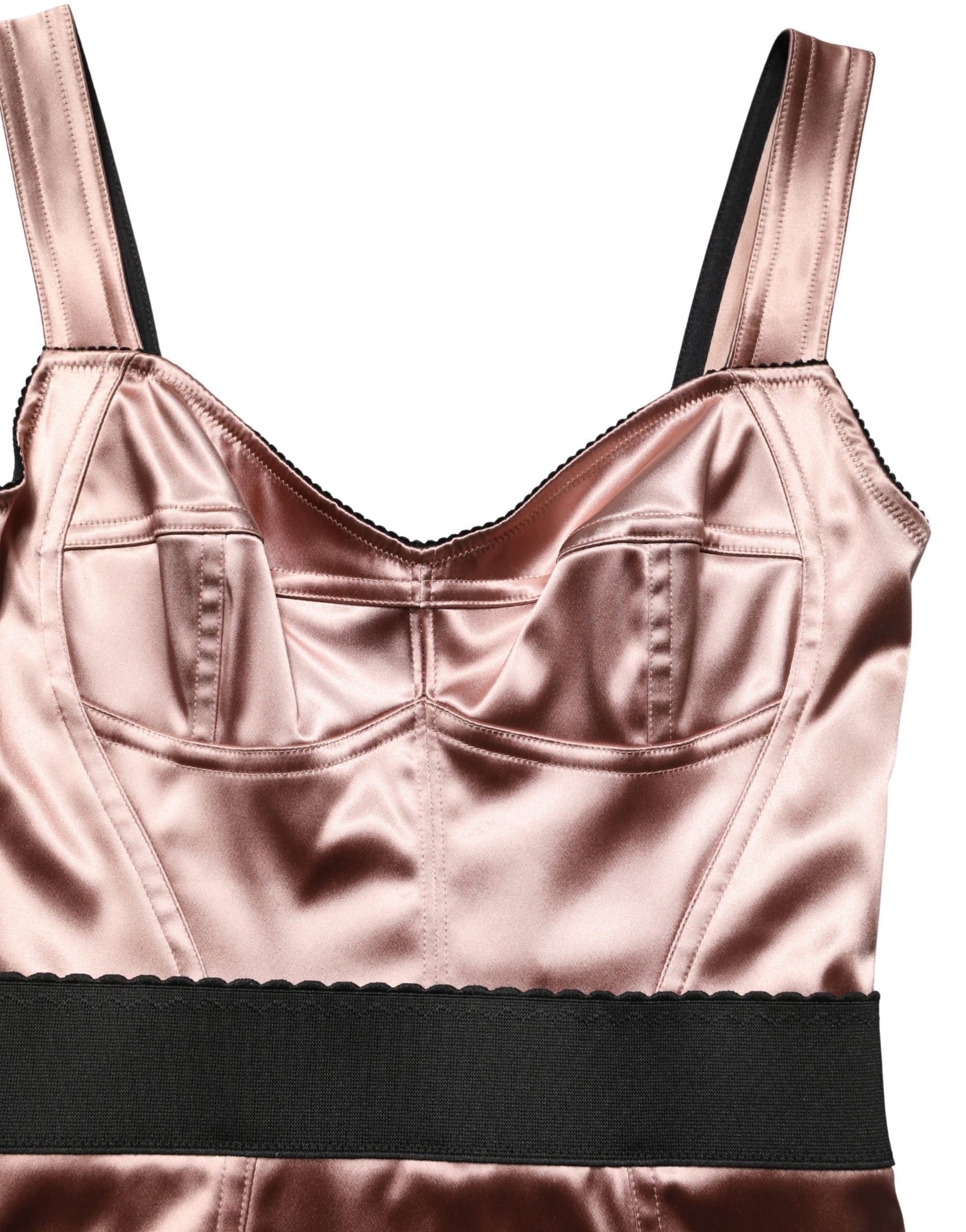 Dolce & Gabbana Pink Satin Sweetheart Sheath Corset Midi Dress | Regal Royce