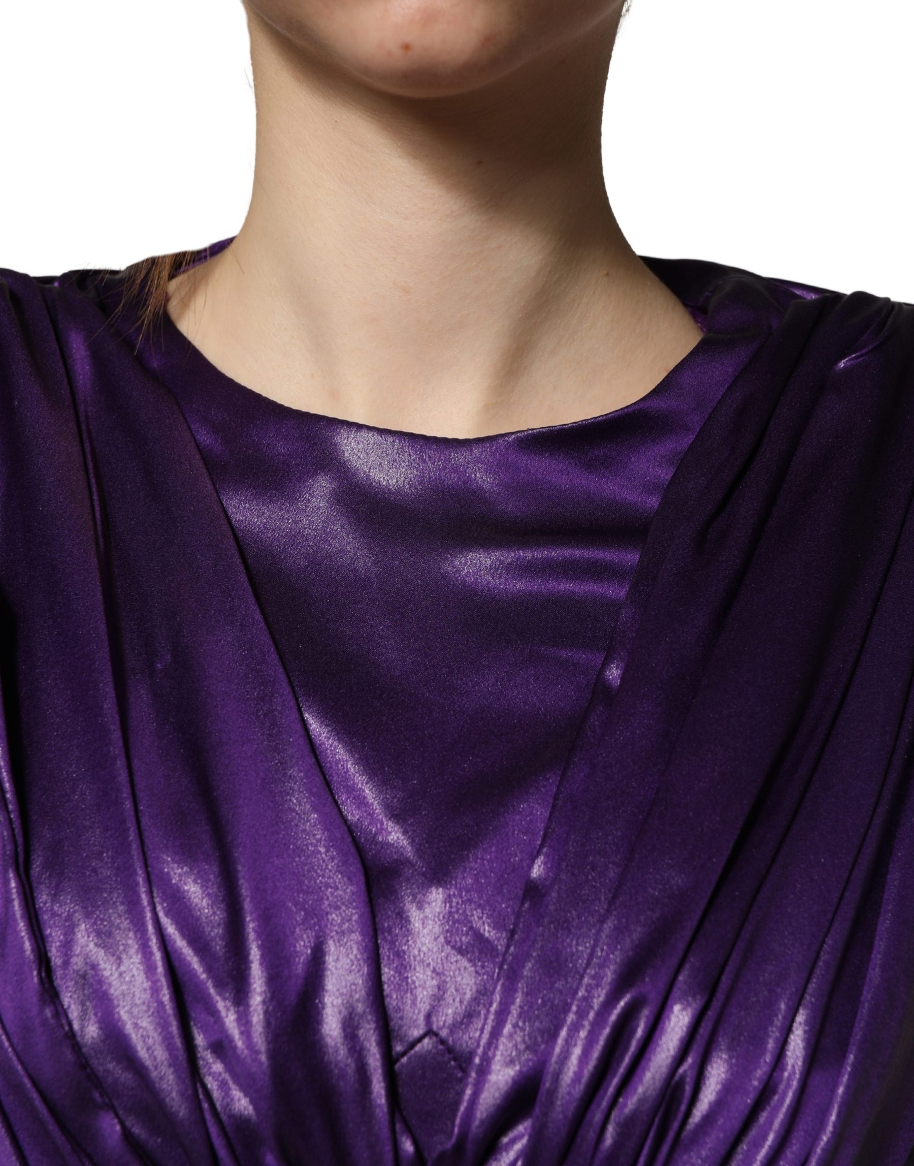 Dolce & Gabbana Metallic Purple Long Sleeve Cut-Out Mini Dress | Regal Royce