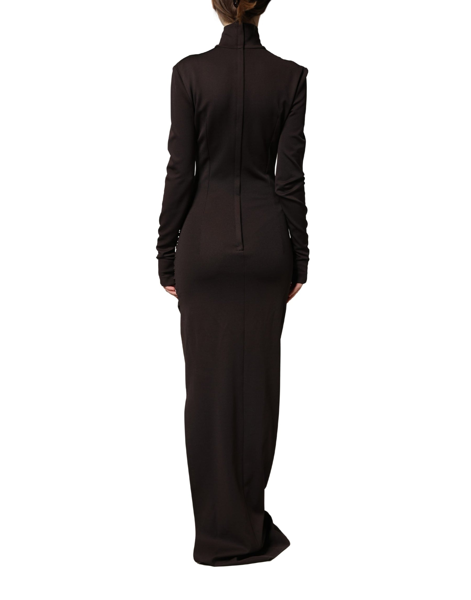 Dolce & Gabbana Brown Turtleneck Jersey Long Maxi Dress | Regal Royce