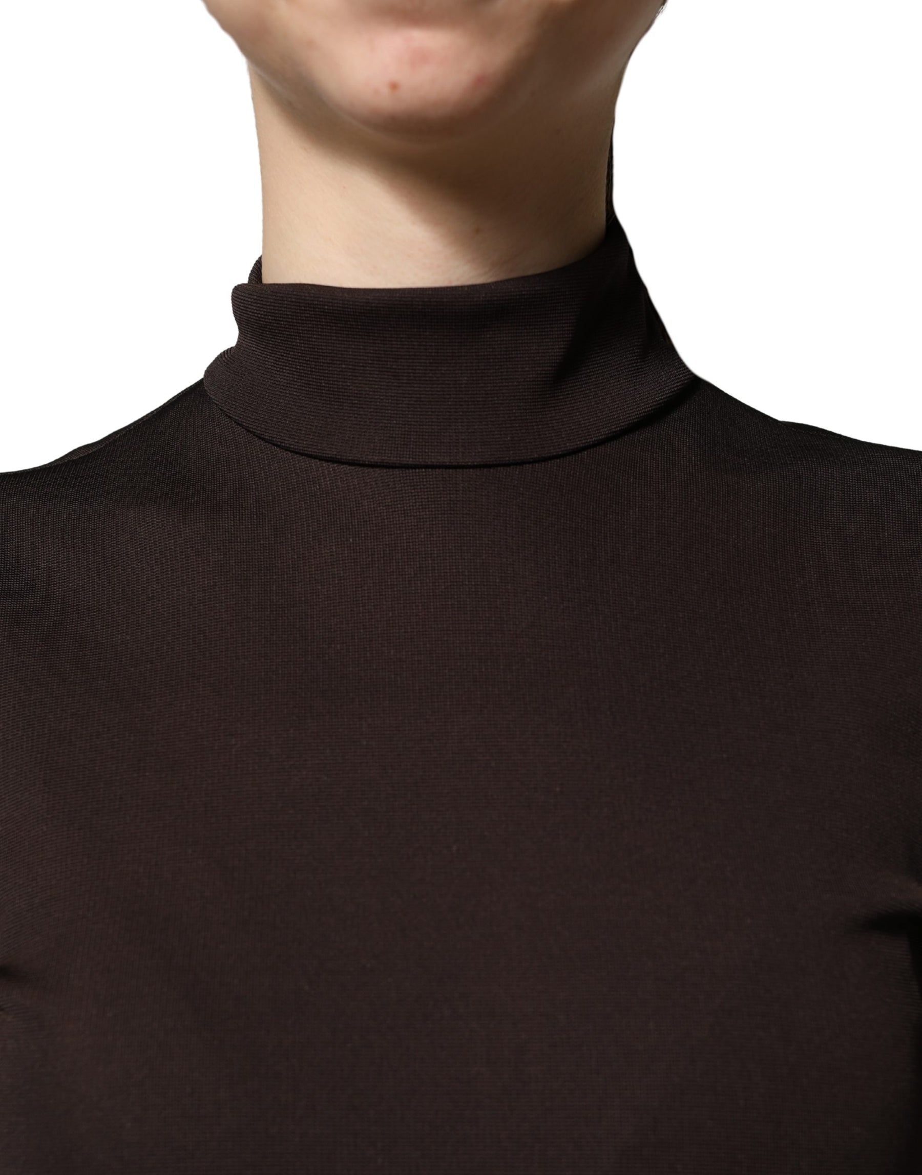 Dolce & Gabbana Brown Turtleneck Jersey Long Maxi Dress | Regal Royce