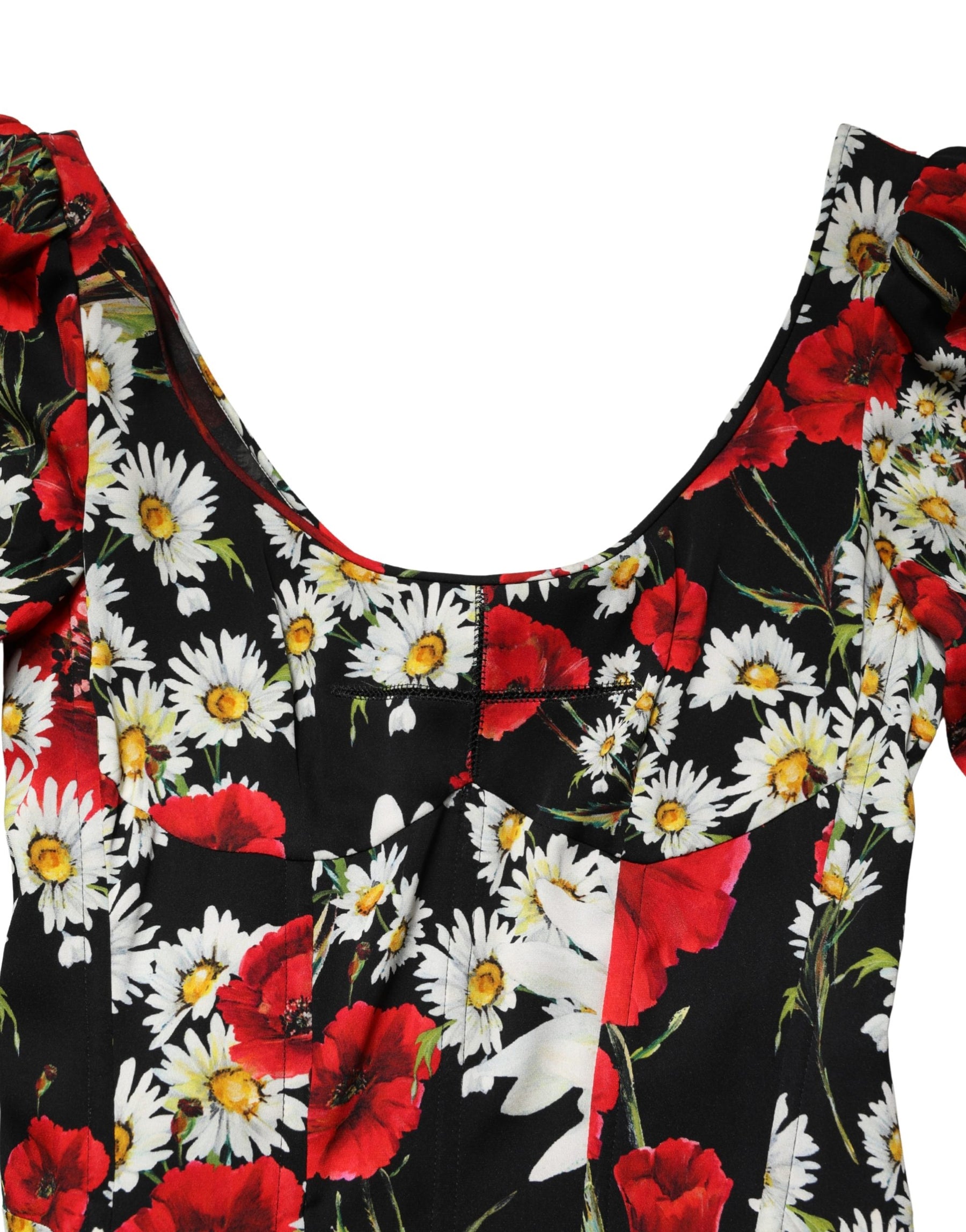 Dolce & Gabbana Black Floral Silk Long Sleeves Gown Dress | Regal Royce