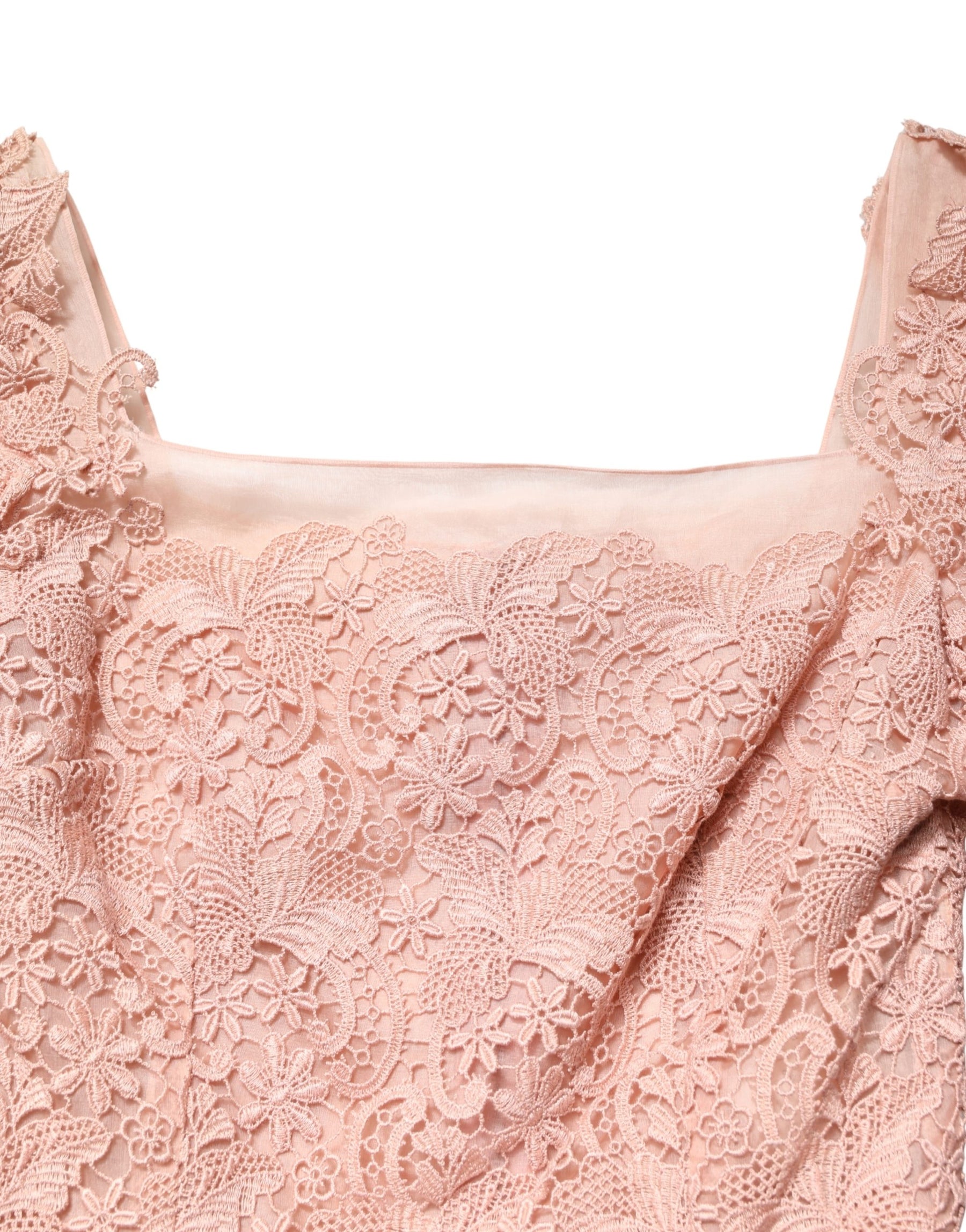 Dolce & Gabbana Pink Lace Long-Sleeved Evening Gown Dress | Regal Royce