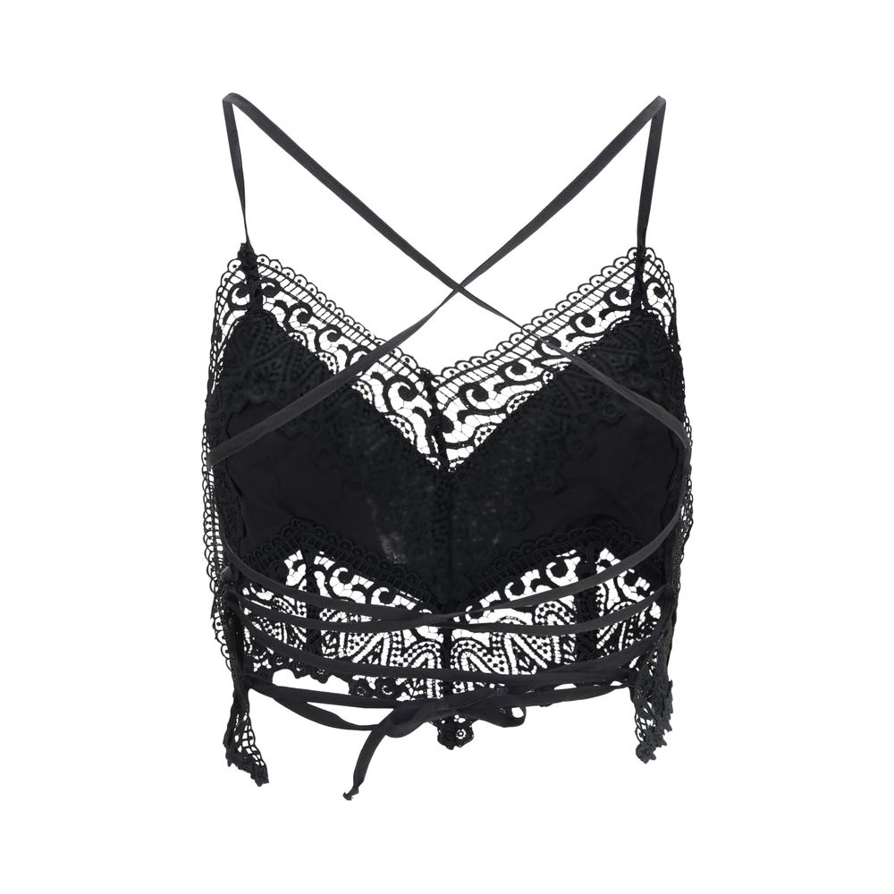Charo Ruiz Black Cotton Sleeveles T-Shirt | Regal Royce