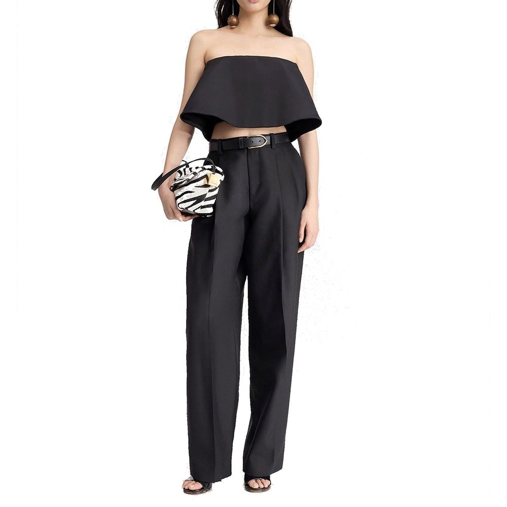 Jacquemus Black Silk Flared Pants | Regal Royce