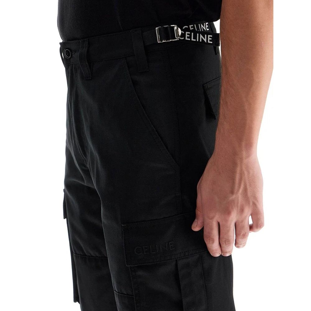 Celine Black Cotton Cargo Pants | Regal Royce
