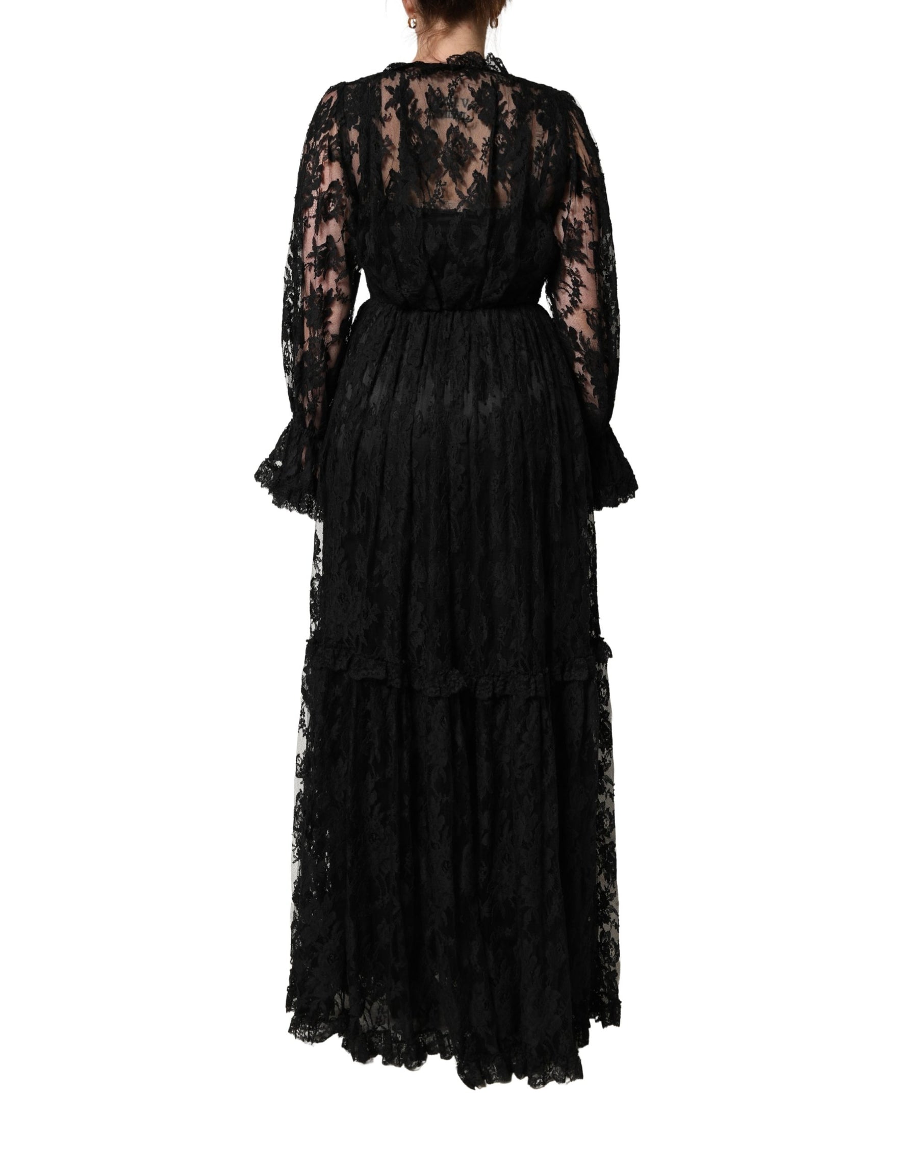 Dolce & Gabbana Black Lace A-line Long Evening Gown Dress | Regal Royce
